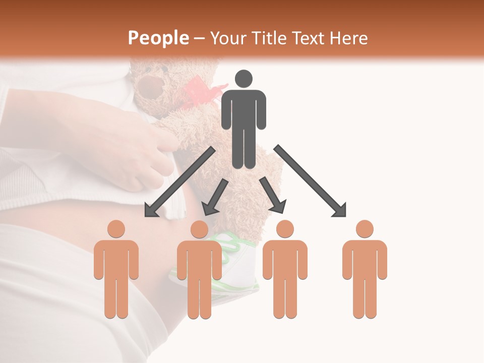 A Pregnant Woman Holding A Teddy Bear In Her Belly PowerPoint Template