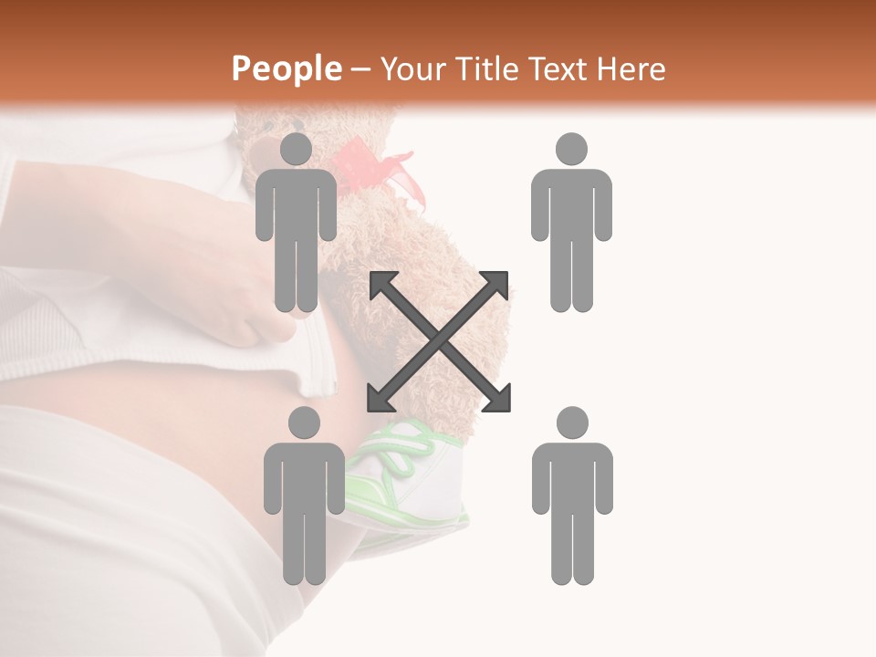 A Pregnant Woman Holding A Teddy Bear In Her Belly PowerPoint Template