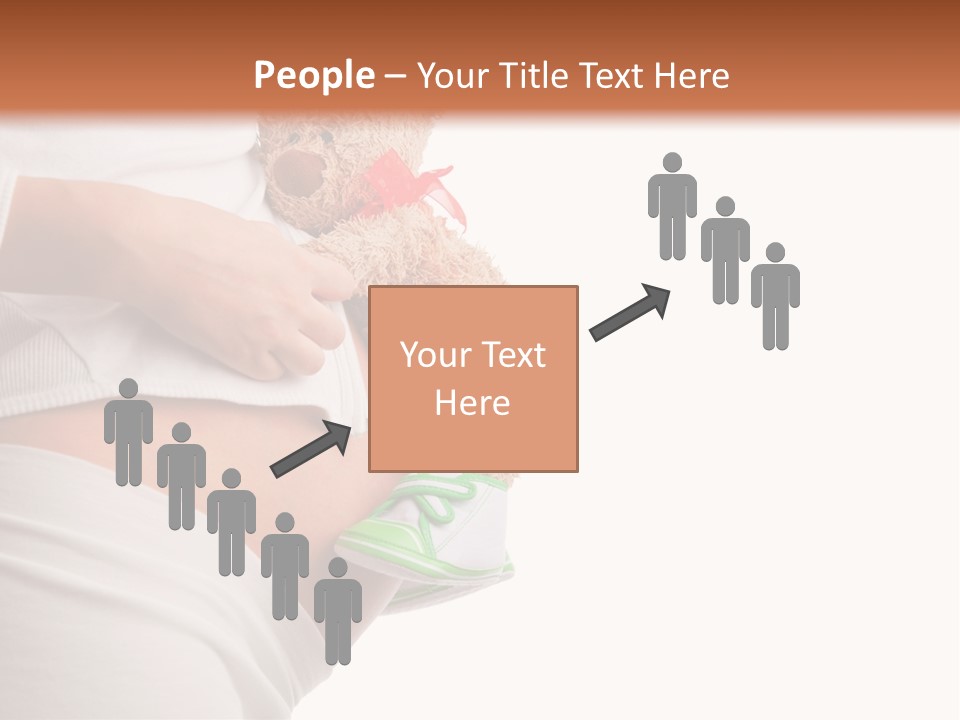 A Pregnant Woman Holding A Teddy Bear In Her Belly PowerPoint Template