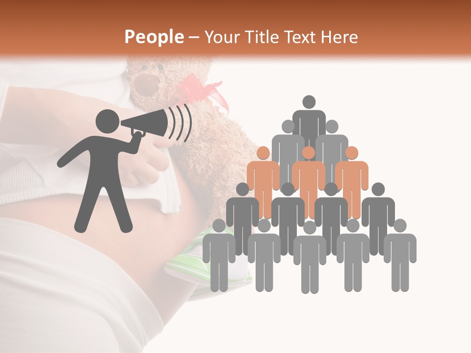 A Pregnant Woman Holding A Teddy Bear In Her Belly PowerPoint Template