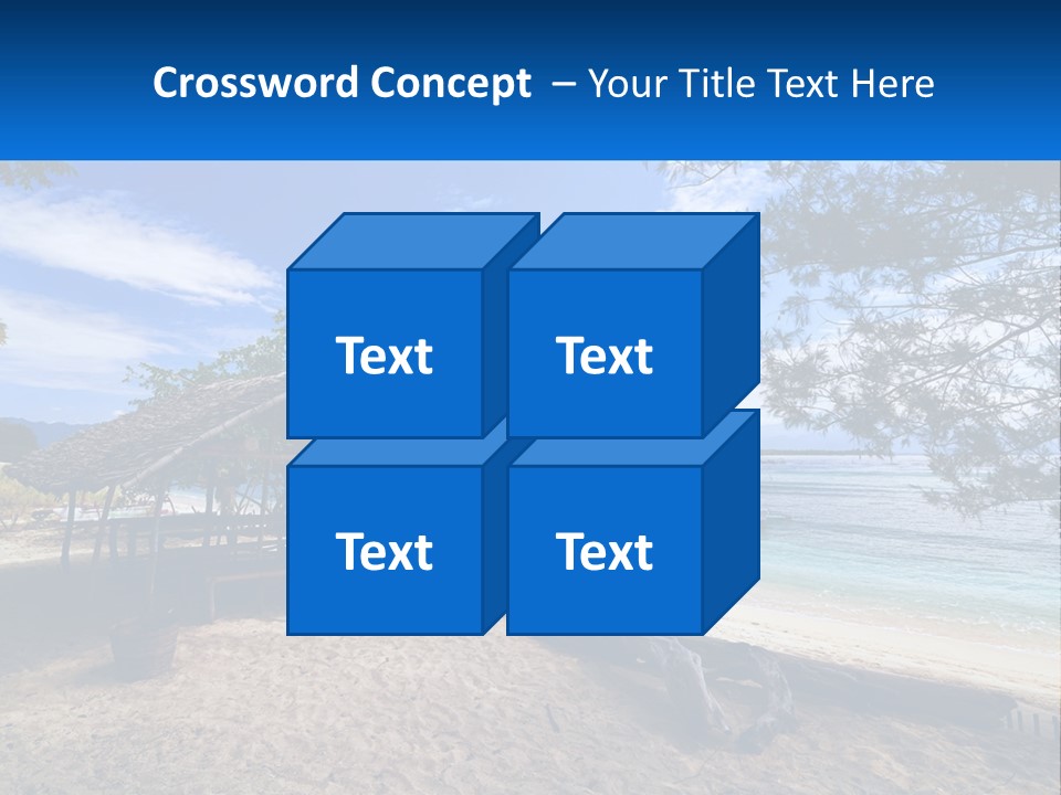 A Beach With A Hut And A Boat In The Water PowerPoint Template