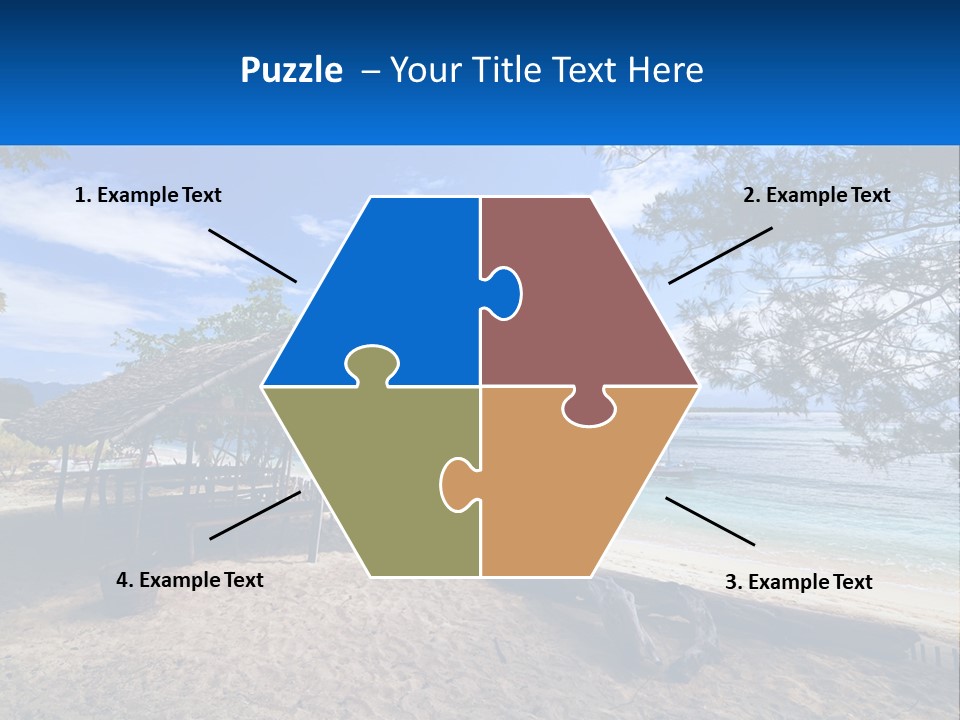 A Beach With A Hut And A Boat In The Water PowerPoint Template