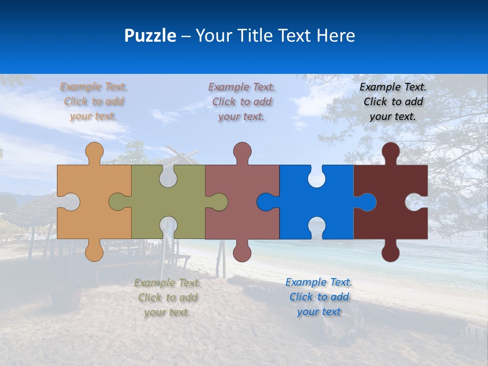 A Beach With A Hut And A Boat In The Water PowerPoint Template