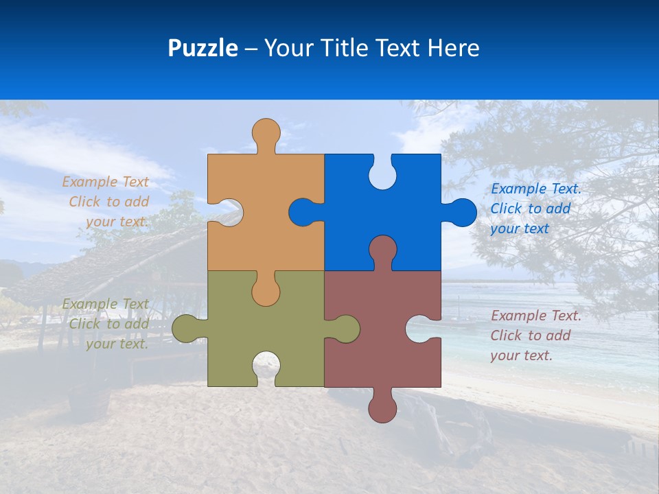 A Beach With A Hut And A Boat In The Water PowerPoint Template