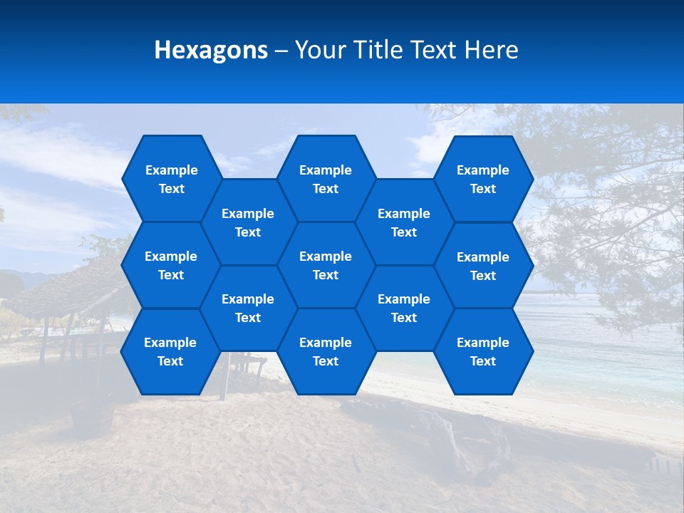 A Beach With A Hut And A Boat In The Water PowerPoint Template