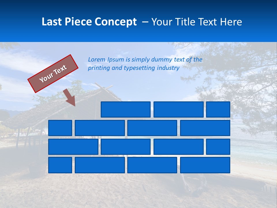 A Beach With A Hut And A Boat In The Water PowerPoint Template