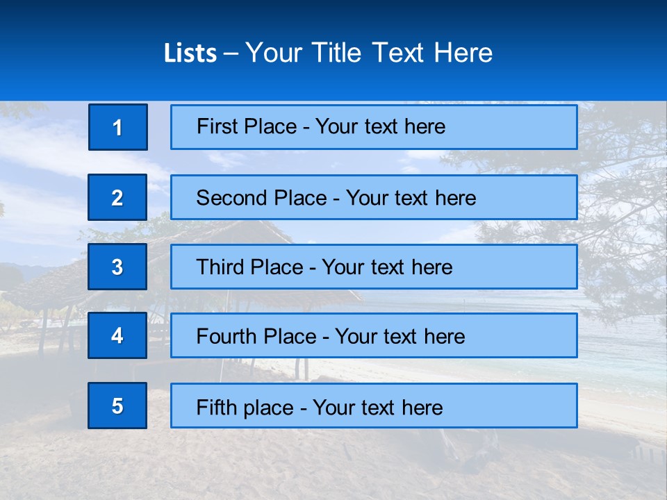 A Beach With A Hut And A Boat In The Water PowerPoint Template