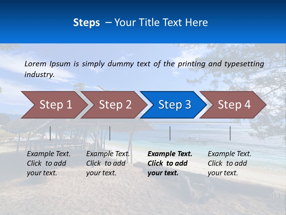 A Beach With A Hut And A Boat In The Water PowerPoint Template