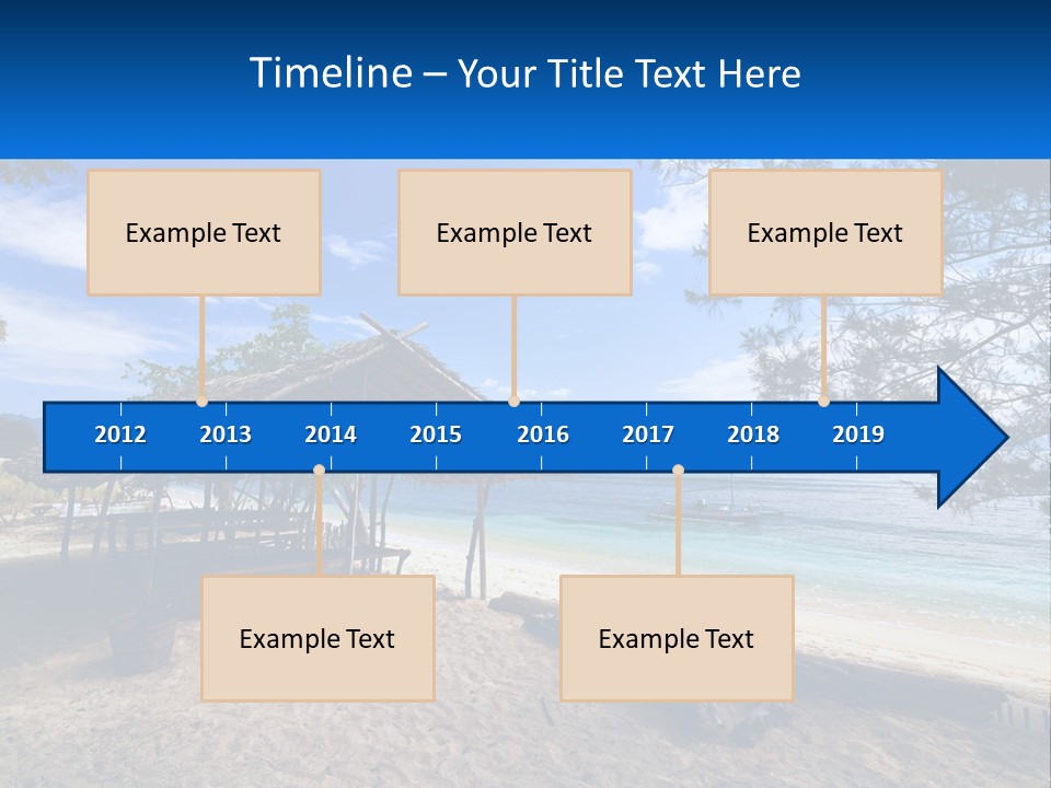 A Beach With A Hut And A Boat In The Water PowerPoint Template