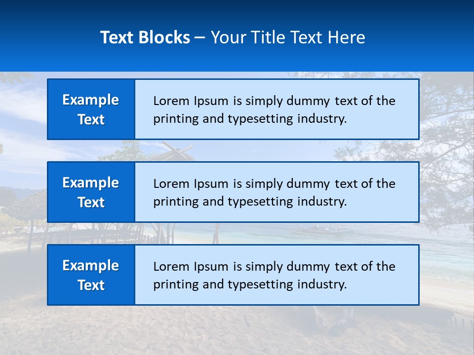 A Beach With A Hut And A Boat In The Water PowerPoint Template