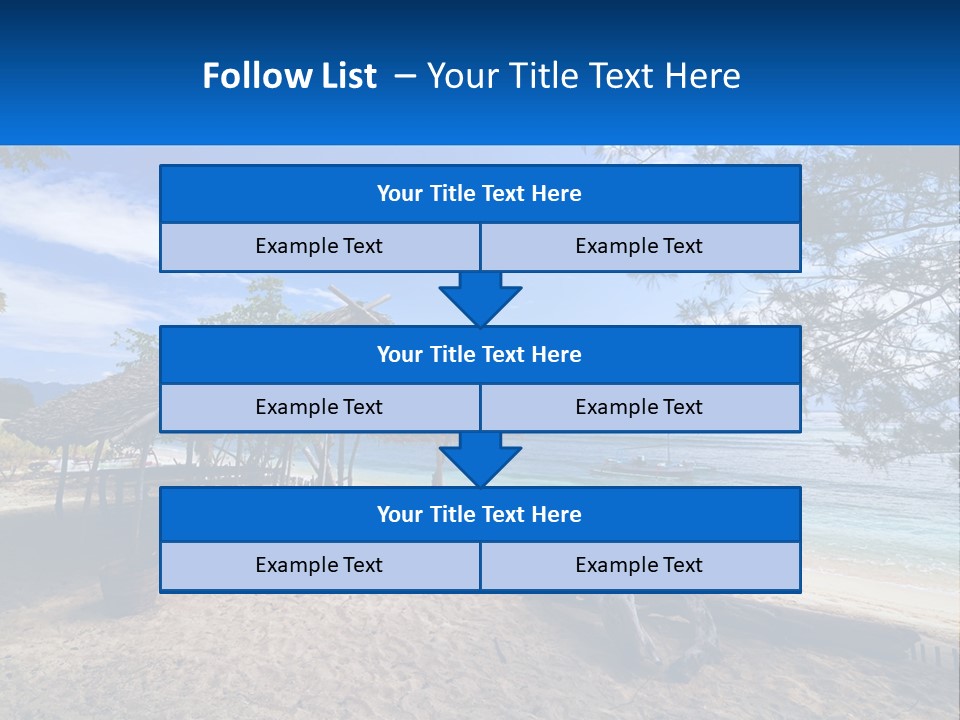 A Beach With A Hut And A Boat In The Water PowerPoint Template