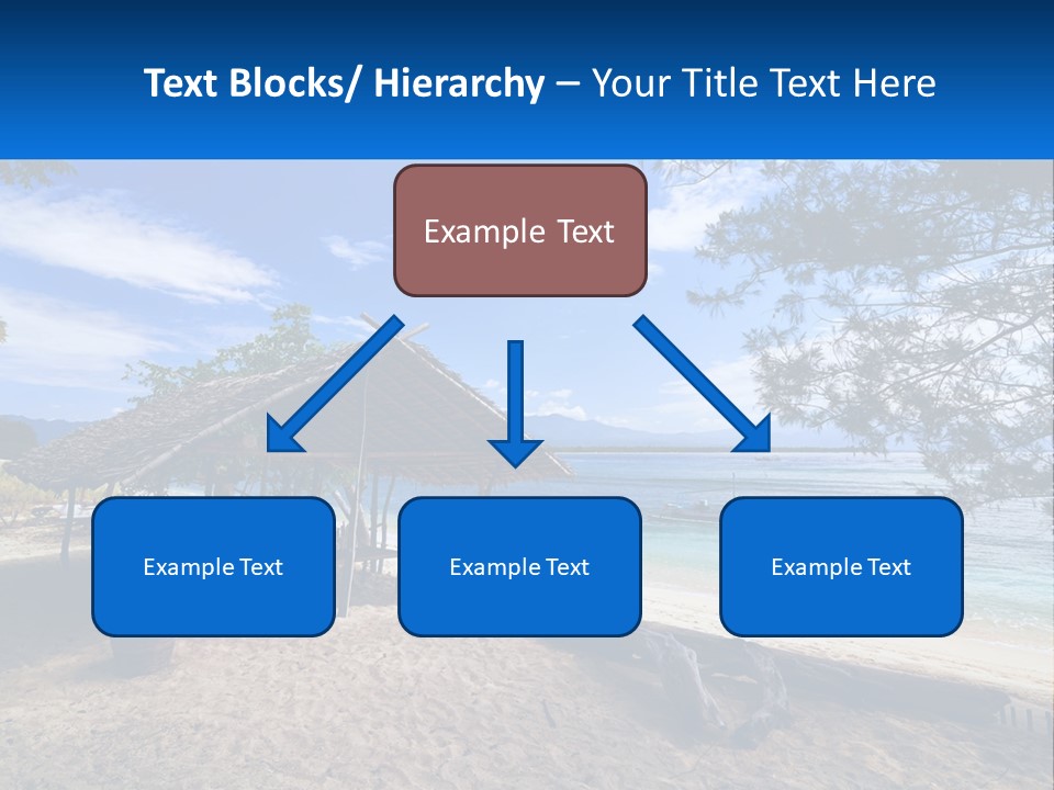 A Beach With A Hut And A Boat In The Water PowerPoint Template