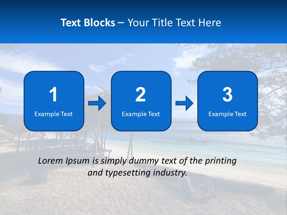 A Beach With A Hut And A Boat In The Water PowerPoint Template