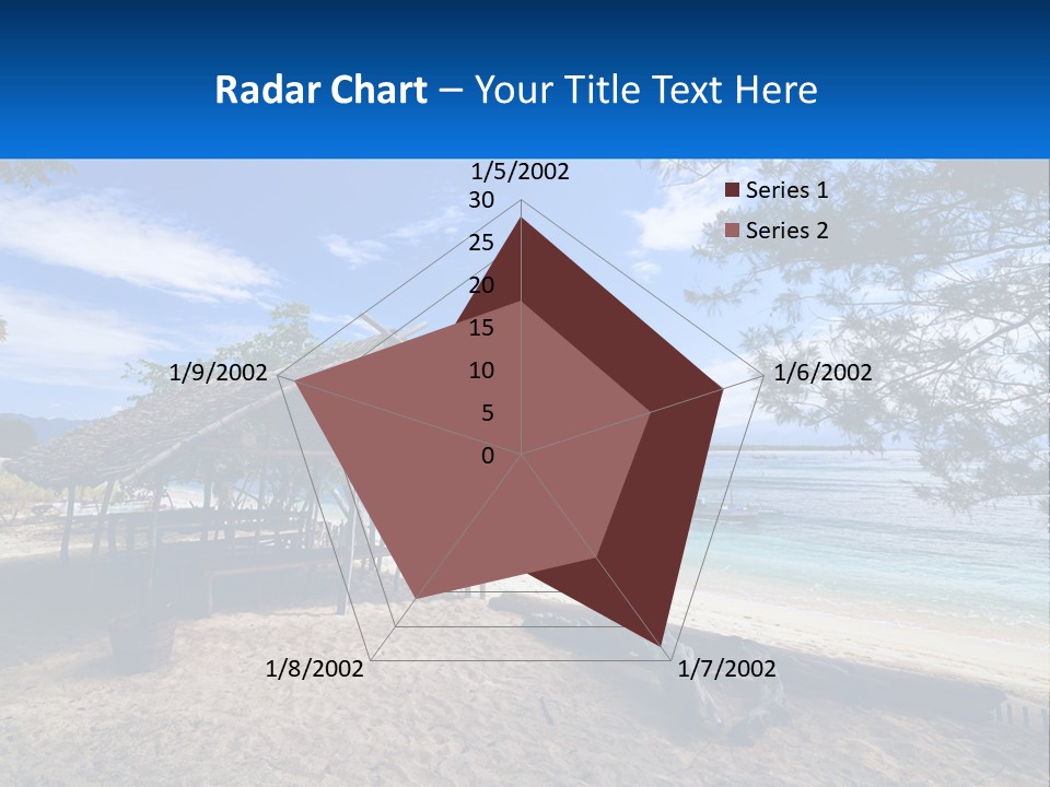A Beach With A Hut And A Boat In The Water PowerPoint Template