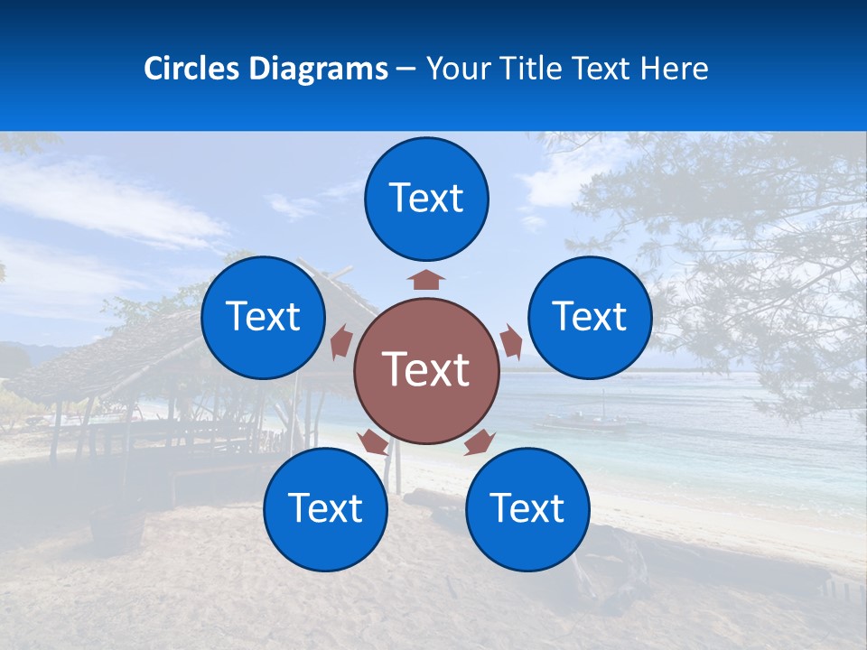 A Beach With A Hut And A Boat In The Water PowerPoint Template