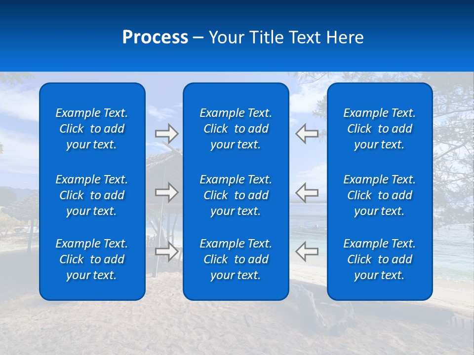 A Beach With A Hut And A Boat In The Water PowerPoint Template