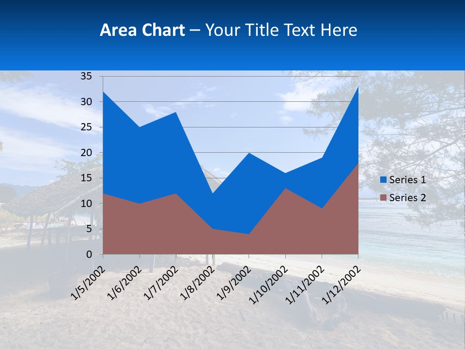 A Beach With A Hut And A Boat In The Water PowerPoint Template