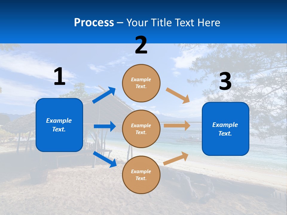 A Beach With A Hut And A Boat In The Water PowerPoint Template