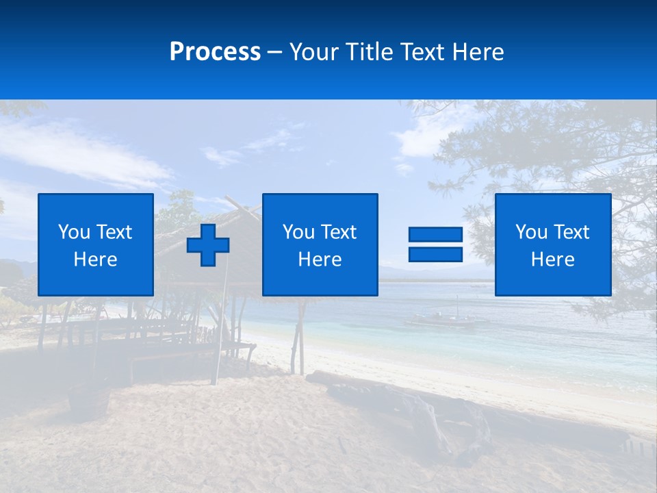 A Beach With A Hut And A Boat In The Water PowerPoint Template