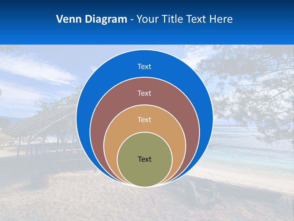 A Beach With A Hut And A Boat In The Water PowerPoint Template