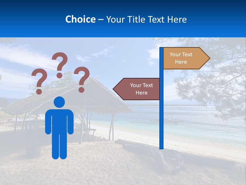 A Beach With A Hut And A Boat In The Water PowerPoint Template