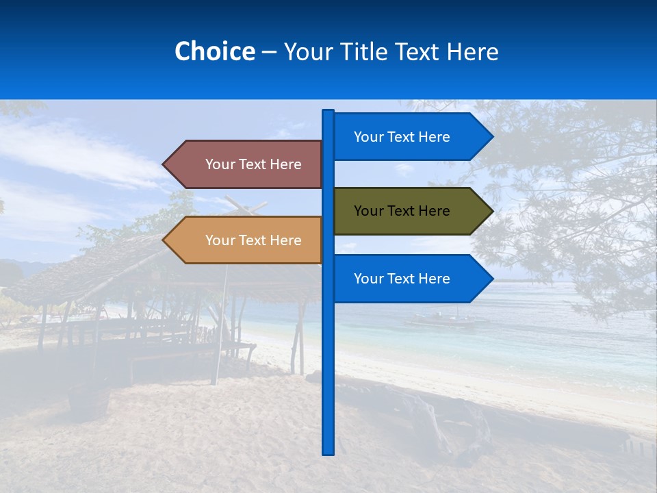A Beach With A Hut And A Boat In The Water PowerPoint Template