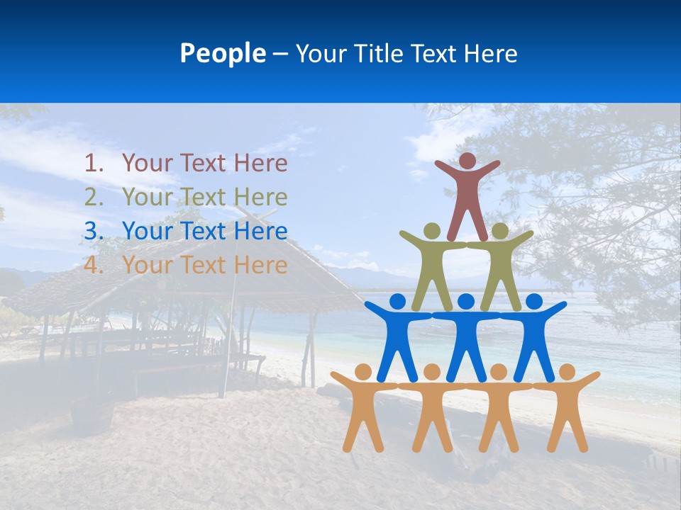 A Beach With A Hut And A Boat In The Water PowerPoint Template