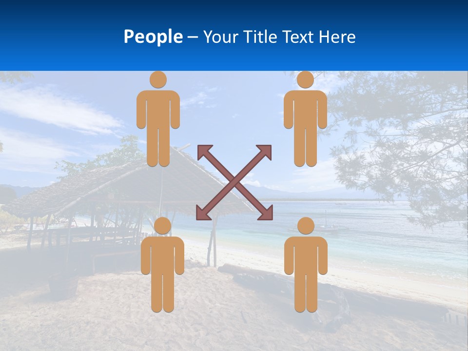 A Beach With A Hut And A Boat In The Water PowerPoint Template