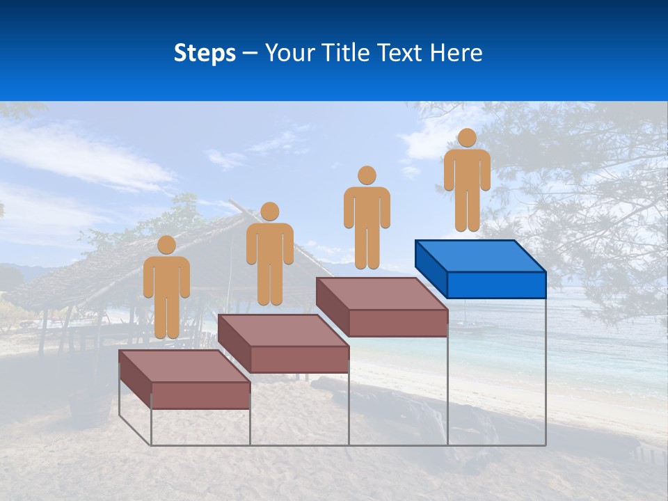 A Beach With A Hut And A Boat In The Water PowerPoint Template