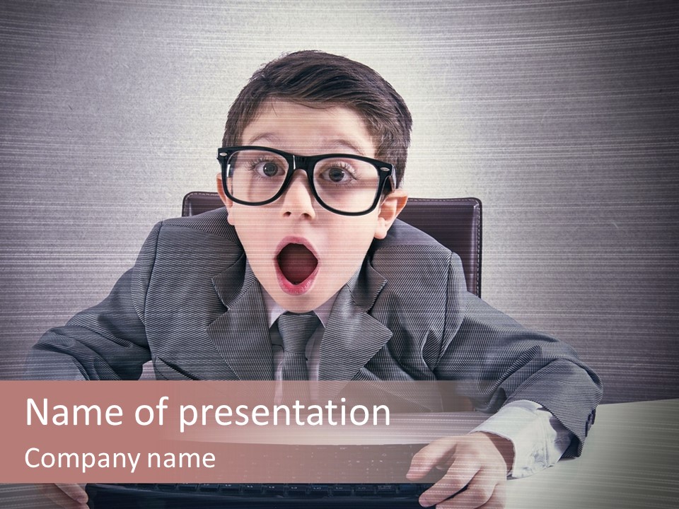 A Young Man In A Suit And Glasses Making A Surprised Face PowerPoint Template
