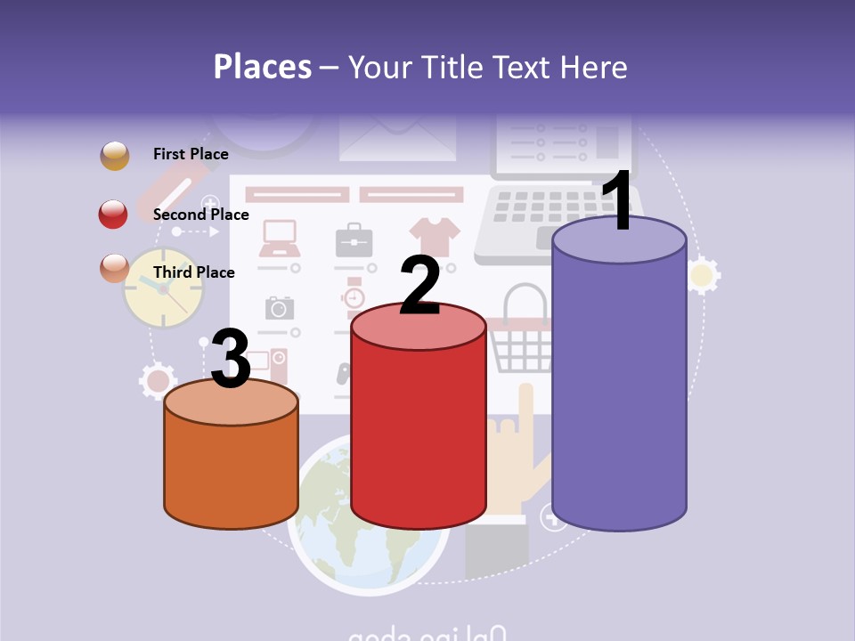 A Person Pointing At A Computer Screen With Icons Surrounding It PowerPoint Template