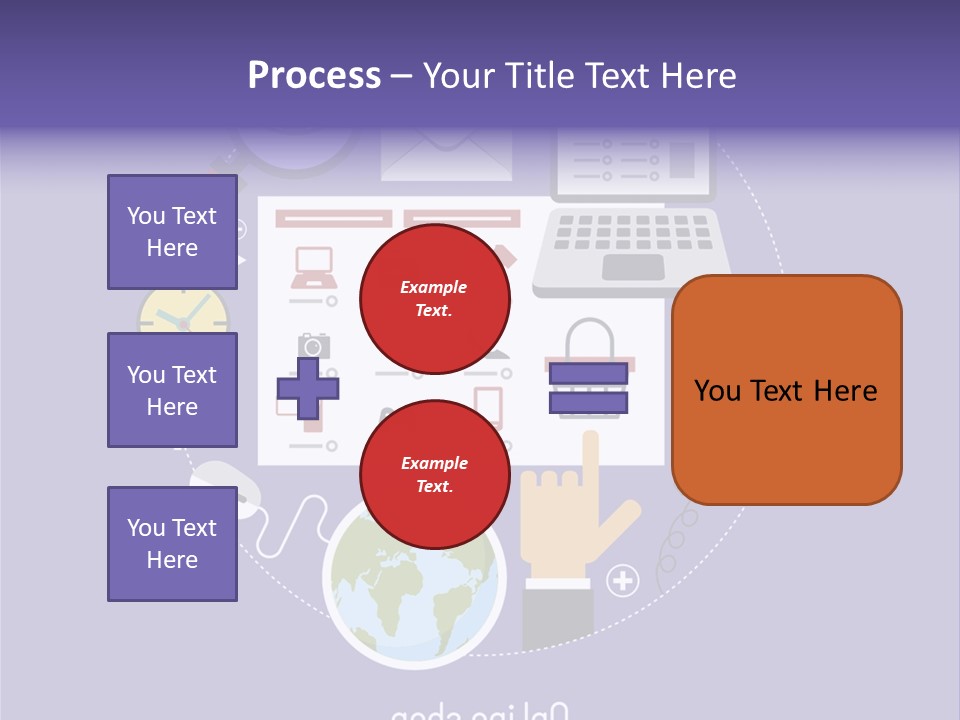 A Person Pointing At A Computer Screen With Icons Surrounding It PowerPoint Template