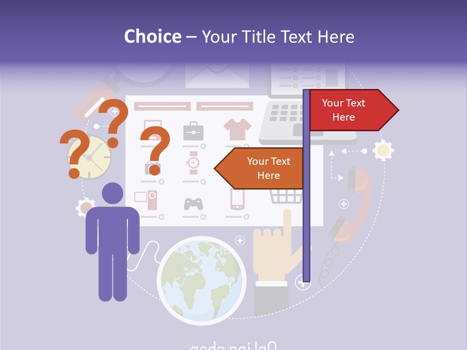 A Person Pointing At A Computer Screen With Icons Surrounding It PowerPoint Template