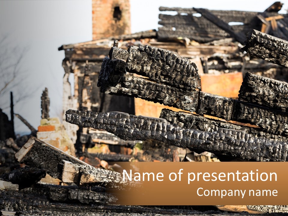 A Building That Has Been Burned And Is Being Used As A Powerpoint Presentation PowerPoint Template