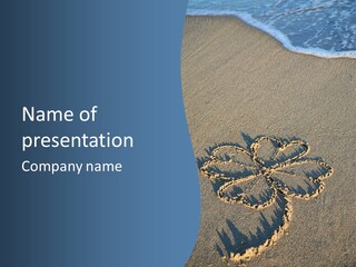 A Picture Of A Flower Drawn In The Sand On A Beach PowerPoint Template