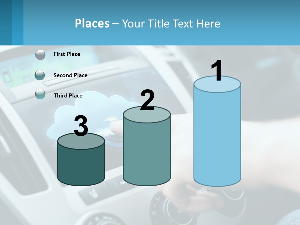 A Person Pressing A Button On A Touch Screen In A Car PowerPoint Template
