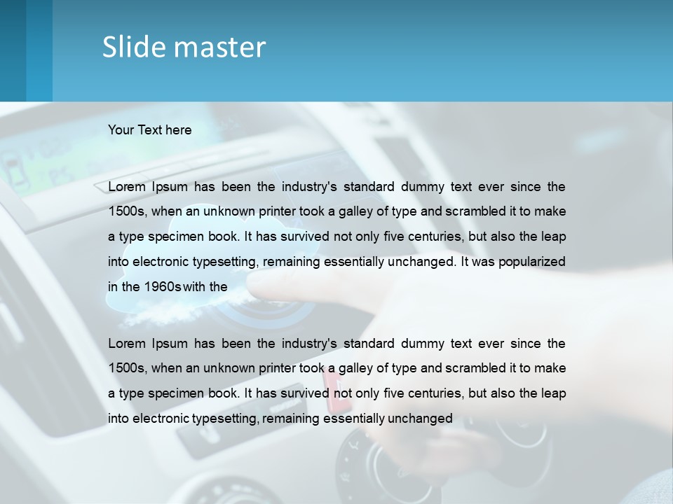 A Person Pressing A Button On A Touch Screen In A Car PowerPoint Template