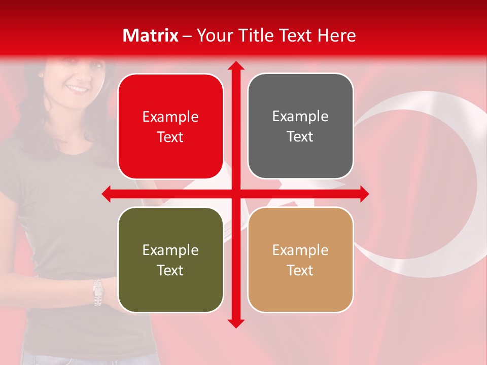 A Woman Holding A Piece Of Paper In Front Of A Flag PowerPoint Template