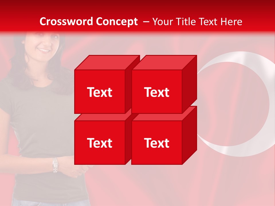 A Woman Holding A Piece Of Paper In Front Of A Flag PowerPoint Template