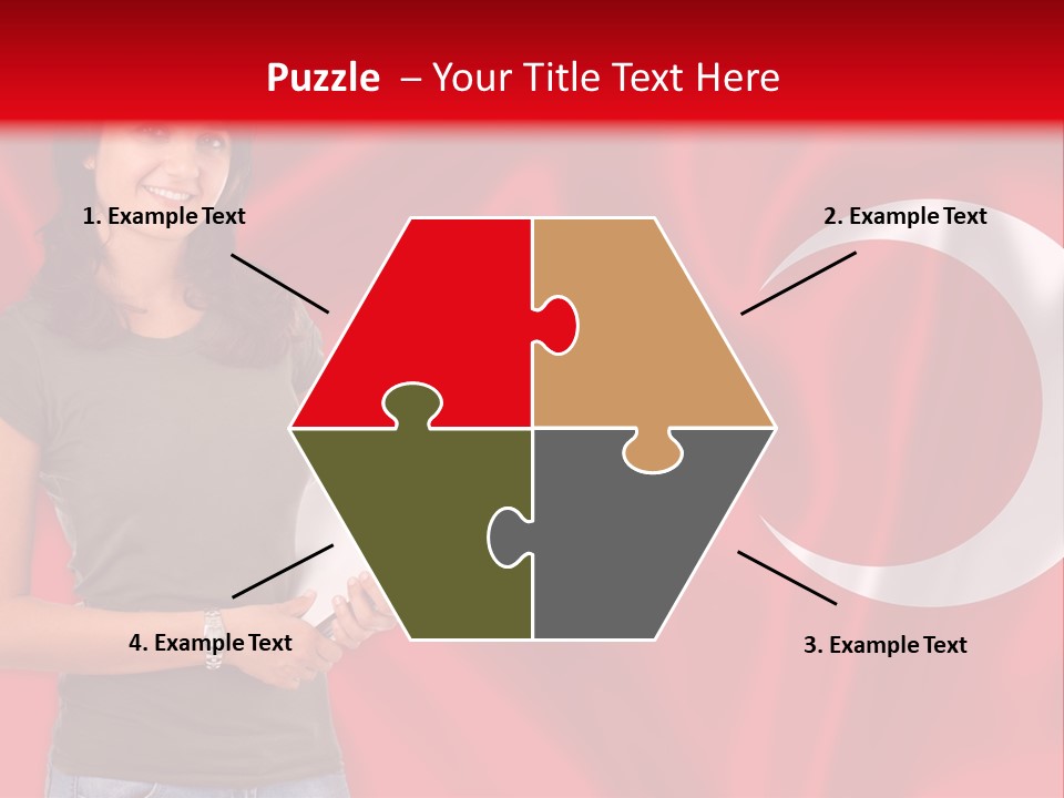 A Woman Holding A Piece Of Paper In Front Of A Flag PowerPoint Template