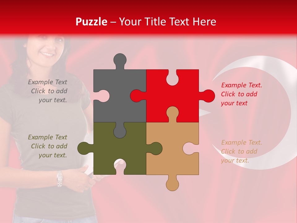 A Woman Holding A Piece Of Paper In Front Of A Flag PowerPoint Template