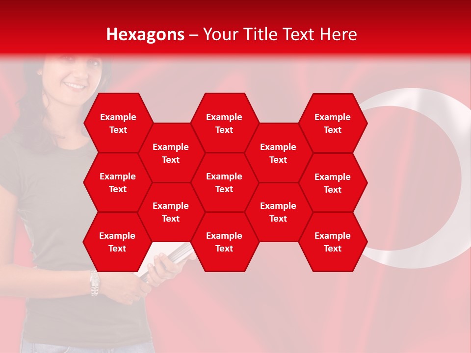 A Woman Holding A Piece Of Paper In Front Of A Flag PowerPoint Template