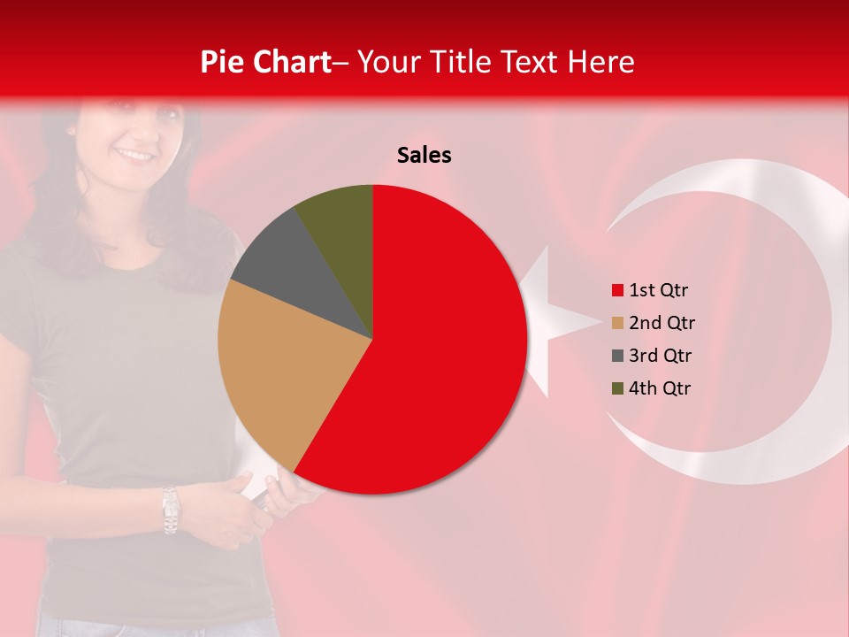 A Woman Holding A Piece Of Paper In Front Of A Flag PowerPoint Template