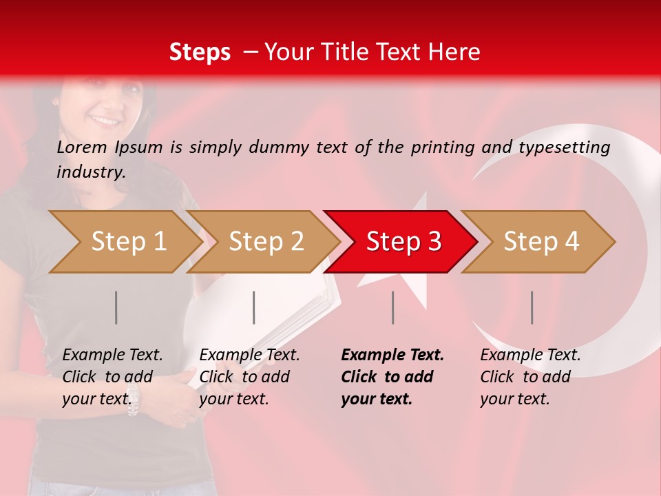 A Woman Holding A Piece Of Paper In Front Of A Flag PowerPoint Template
