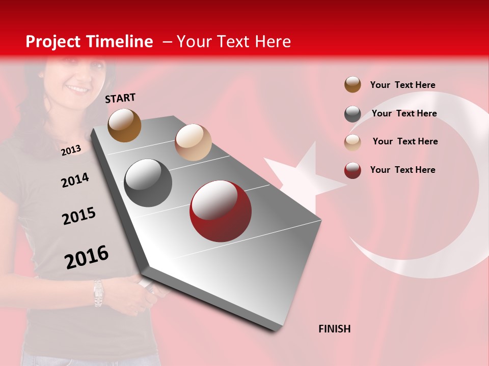 A Woman Holding A Piece Of Paper In Front Of A Flag PowerPoint Template