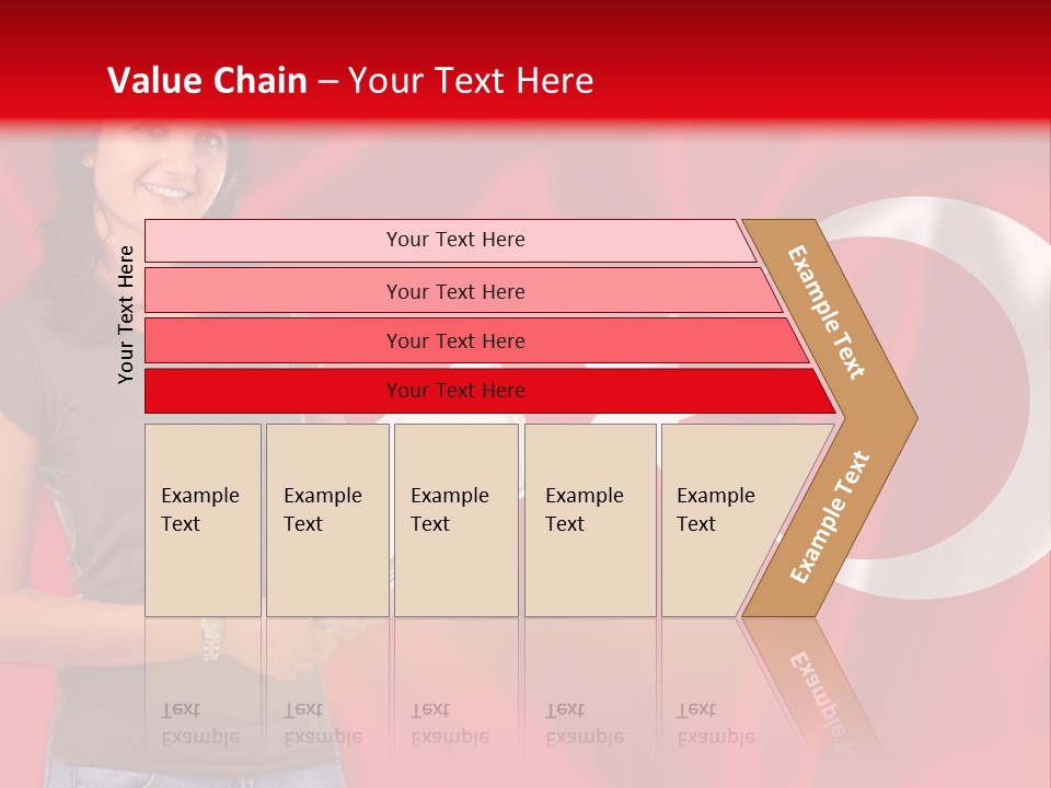 A Woman Holding A Piece Of Paper In Front Of A Flag PowerPoint Template