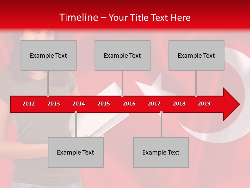 A Woman Holding A Piece Of Paper In Front Of A Flag PowerPoint Template