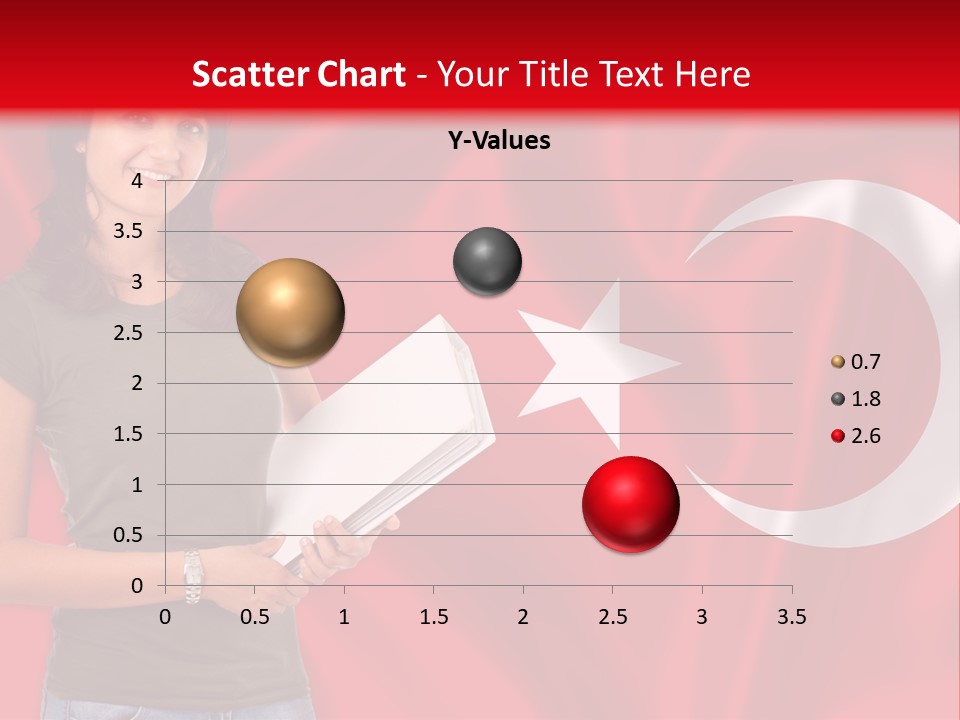 A Woman Holding A Piece Of Paper In Front Of A Flag PowerPoint Template