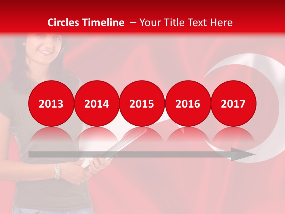 A Woman Holding A Piece Of Paper In Front Of A Flag PowerPoint Template