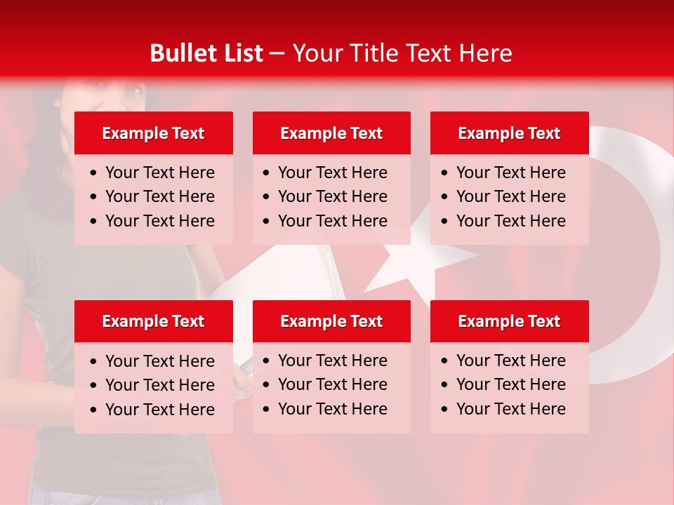 A Woman Holding A Piece Of Paper In Front Of A Flag PowerPoint Template